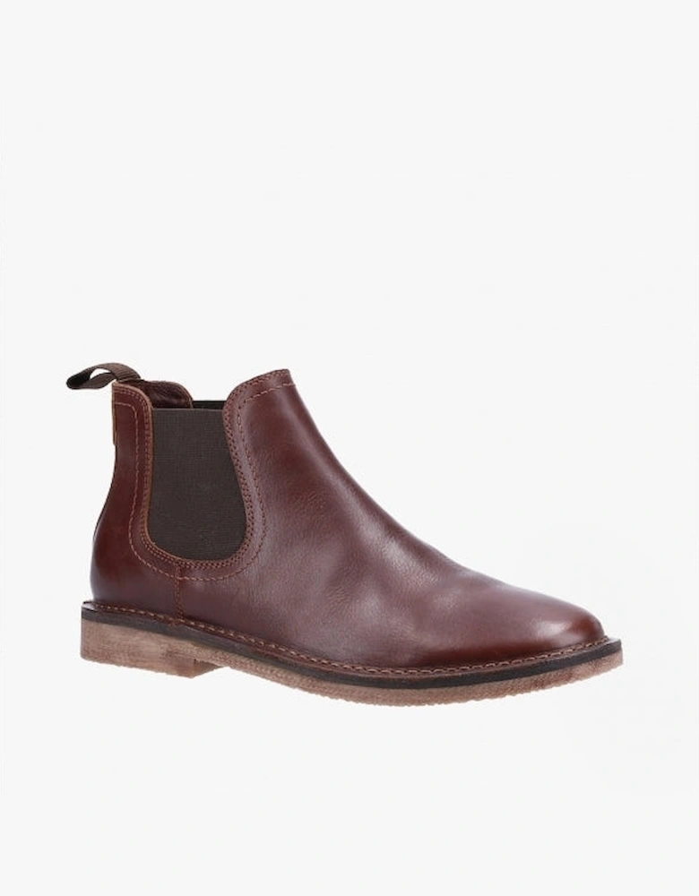 SHAUN Mens Leather Chelsea Boots Brown