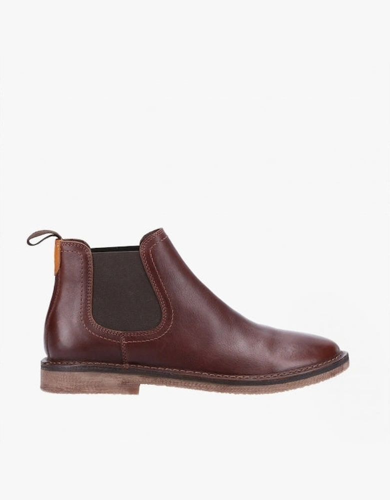 SHAUN Mens Leather Chelsea Boots Brown