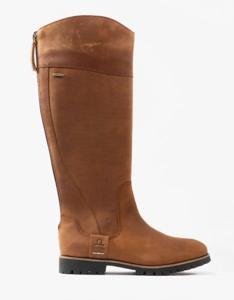 GATCOMBE Womens Leather Knee Length Waterproof Boots Walnut