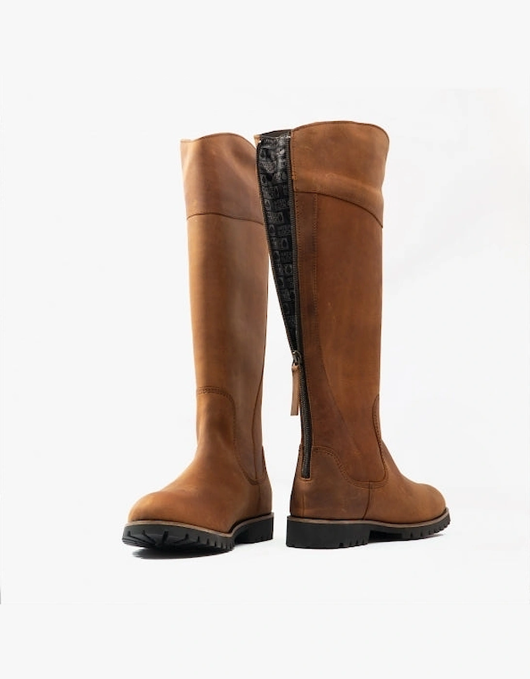 GATCOMBE Womens Leather Knee Length Waterproof Boots Walnut