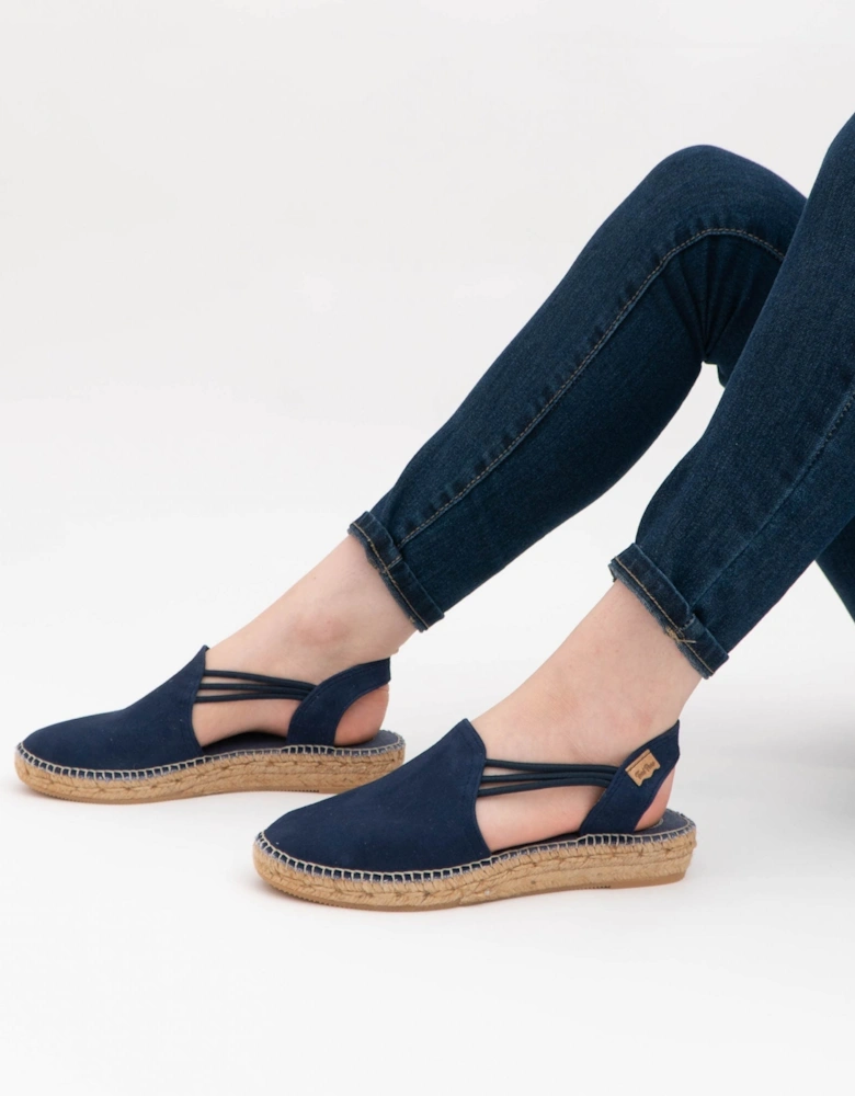 NURIA Womens Suede Espadrille Sandals Navy