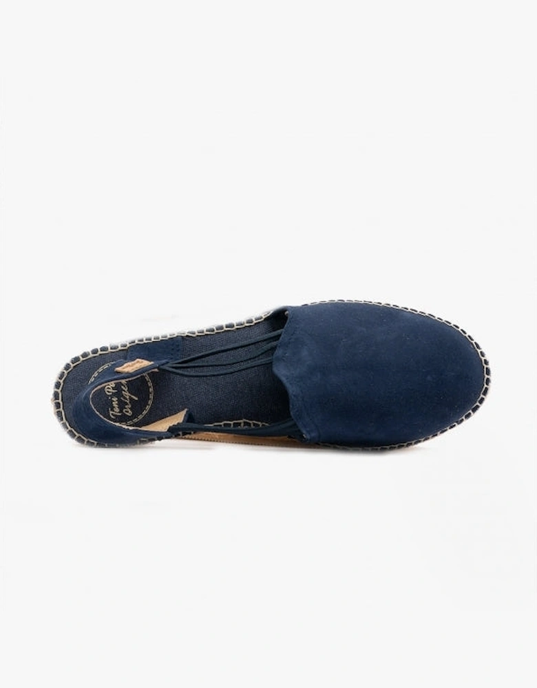 NURIA Womens Suede Espadrille Sandals Navy