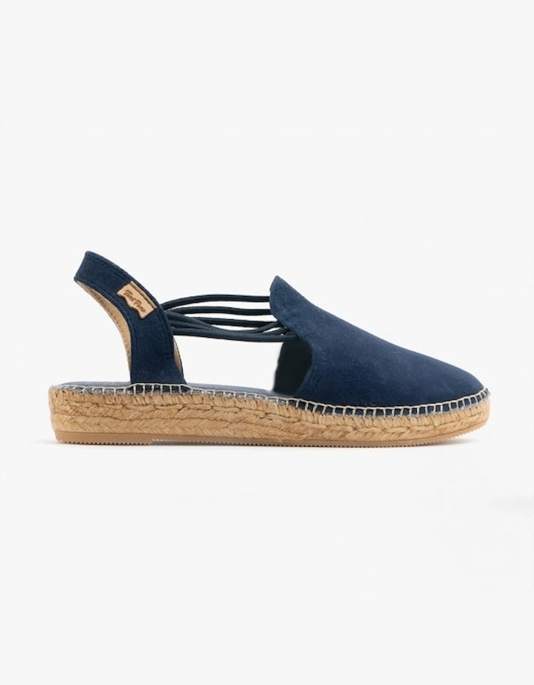 NURIA Womens Suede Espadrille Sandals Navy