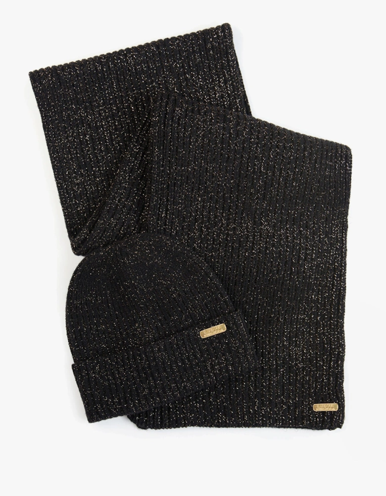 ESTORIL BEANIE & SCARF Womens Gift Set Black