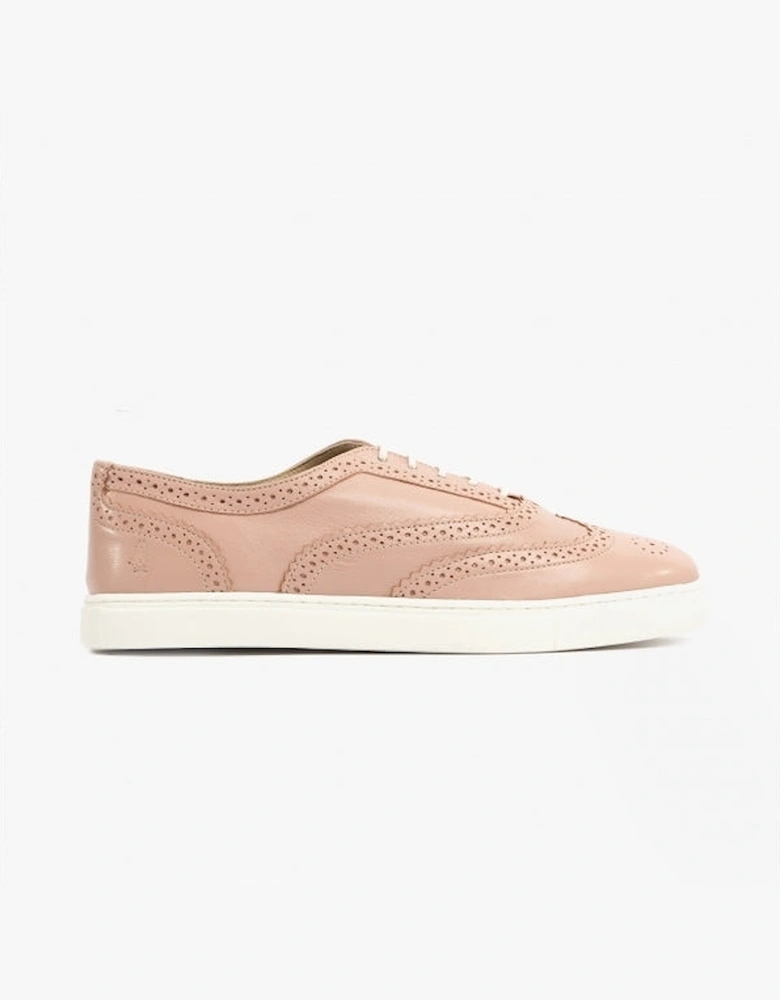 TAMMY Womens Leather Brogue Trainers Light Pink