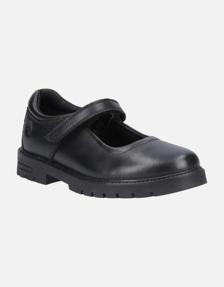 TANYA Girls Leather School Shoes Black