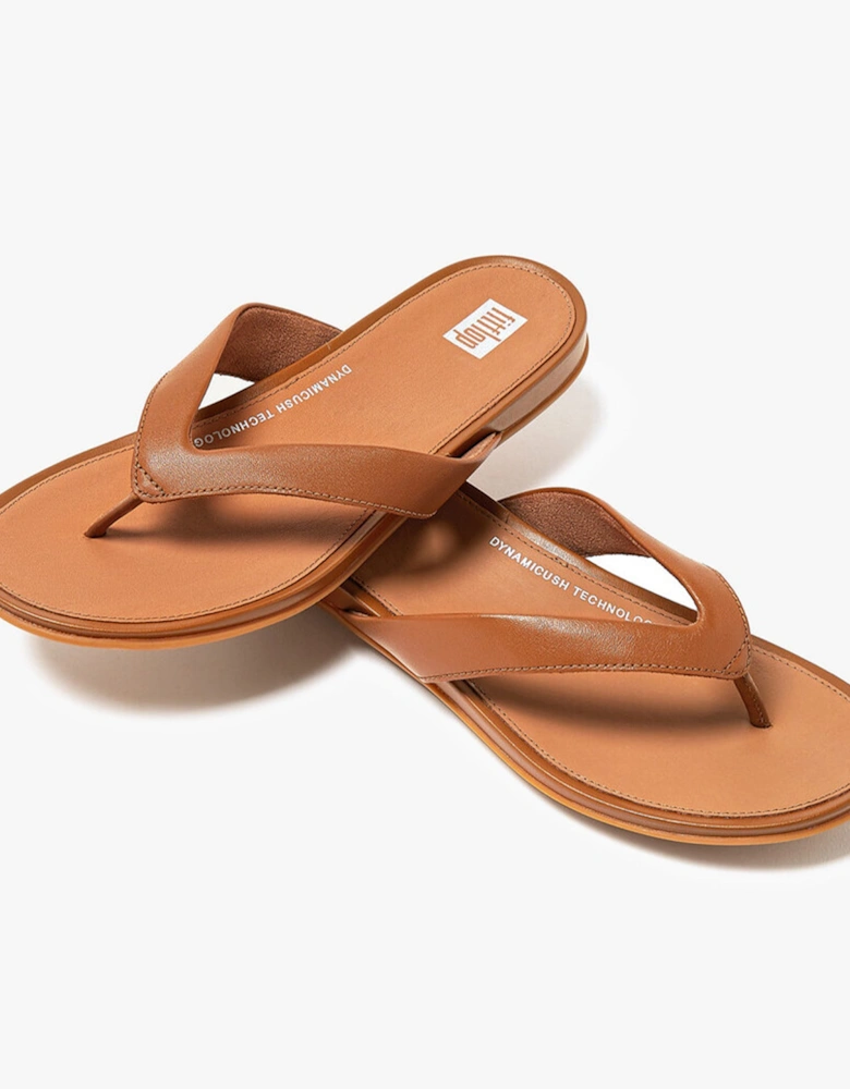 GRACIE LEATHER Womens Flip Flops Light Tan