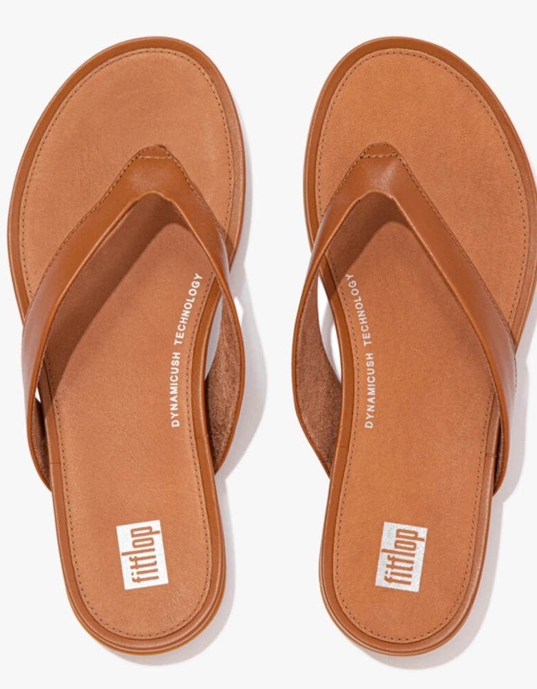 GRACIE LEATHER Womens Flip Flops Light Tan