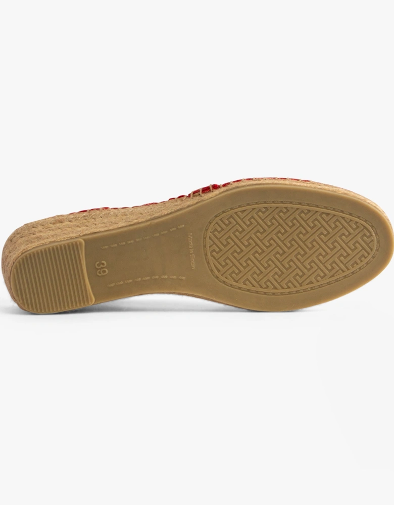 TER Womens Vegan Wedge Espadrilles Red