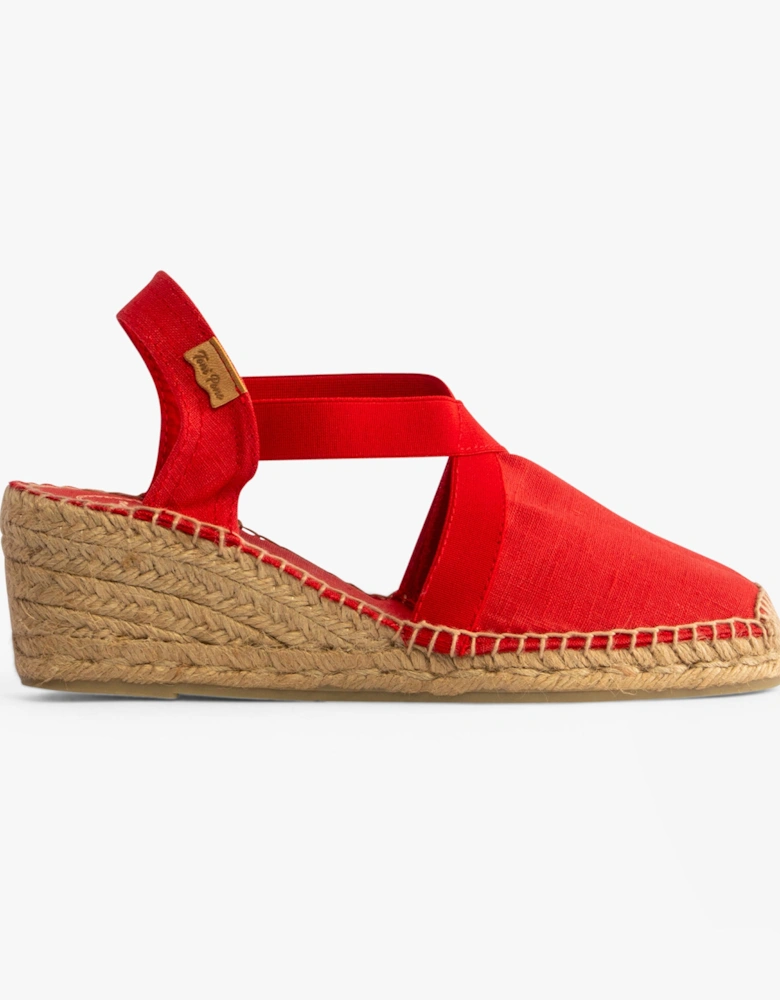 TER Womens Vegan Wedge Espadrilles Red