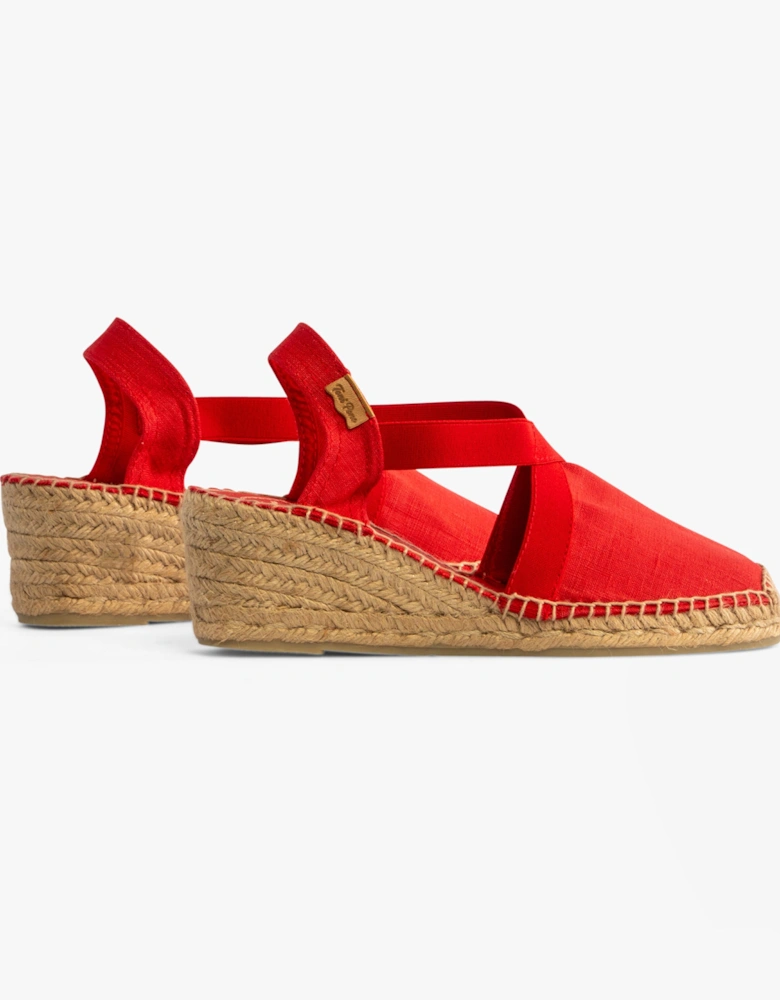 TER Womens Vegan Wedge Espadrilles Red