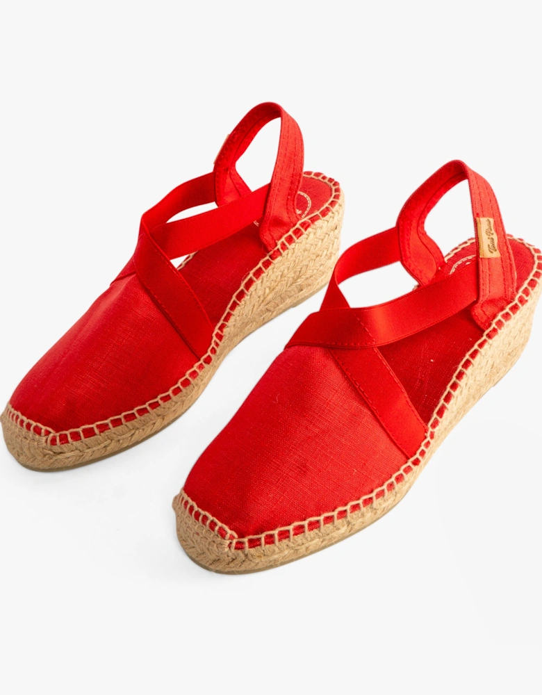 TER Womens Vegan Wedge Espadrilles Red