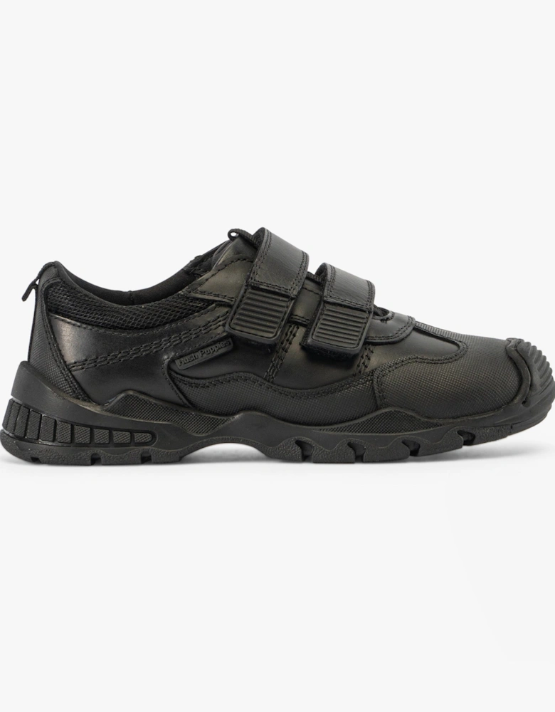 TROY Boys Leather School Shoes Black