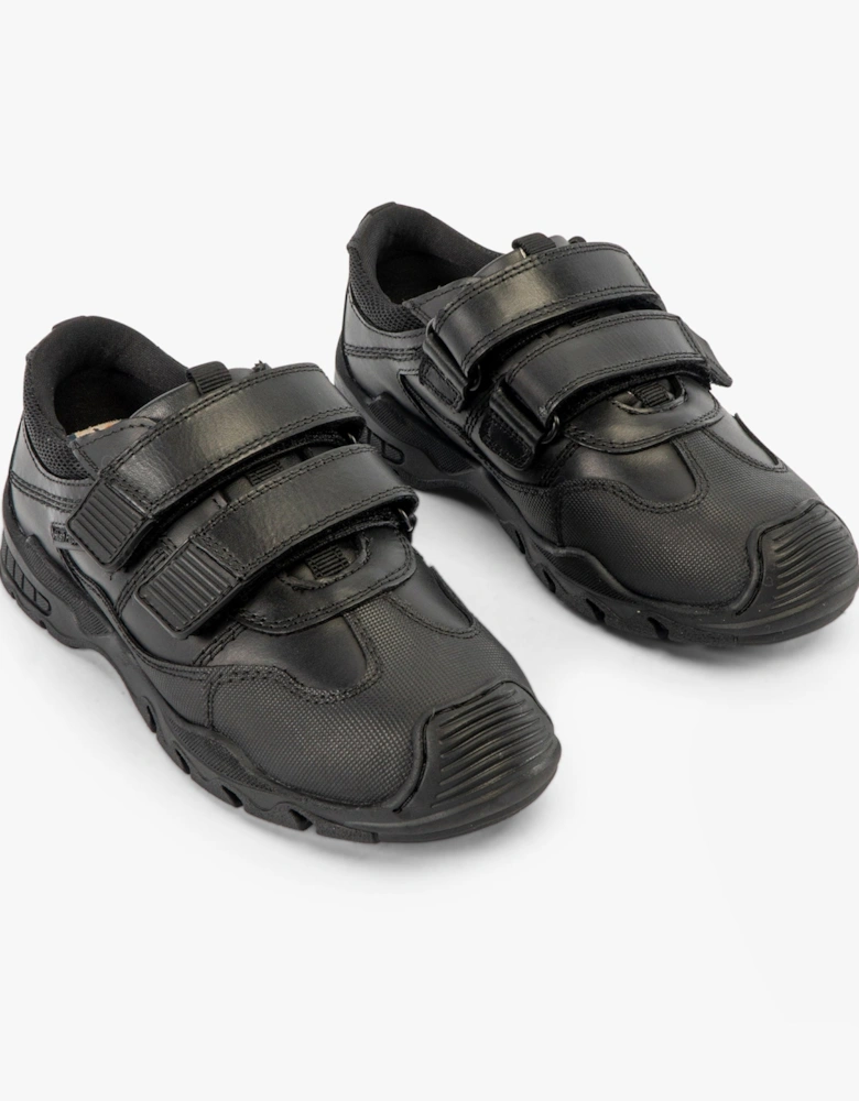 TROY Boys Leather School Shoes Black