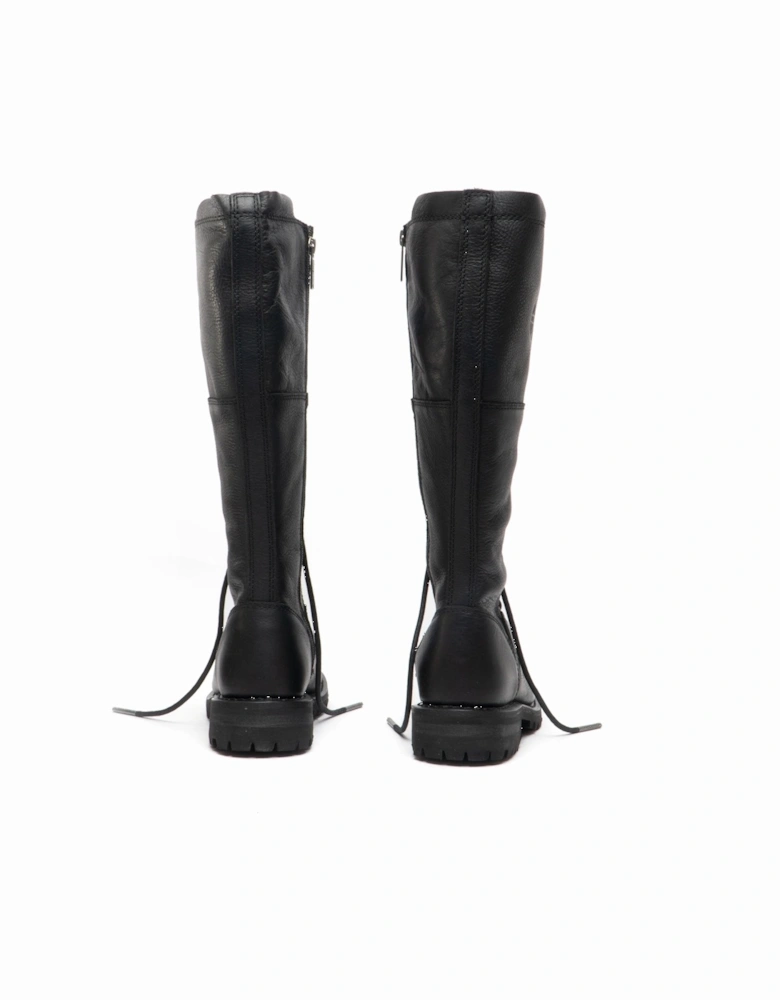 WALFIELD Womens Leather Tall Boots Black