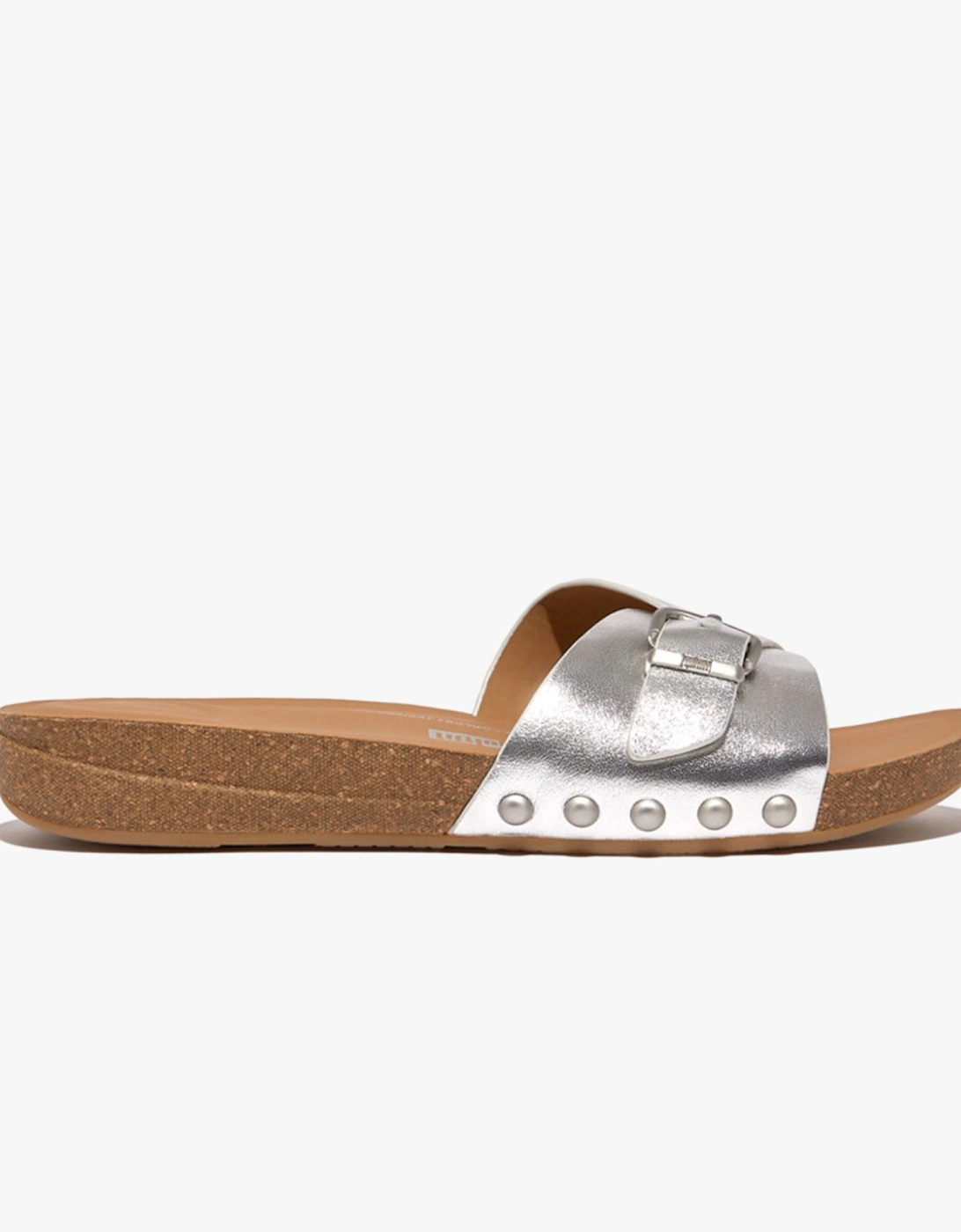 Women's FitFlop iQUSHION ADJUSTABLE METALLIC Womens Slides Silver - Size: 6