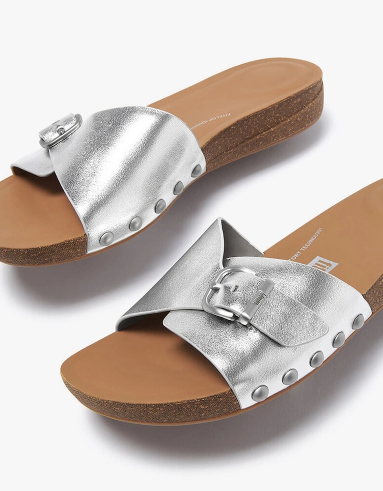 iQUSHION ADJUSTABLE METALLIC Womens Slides Silver