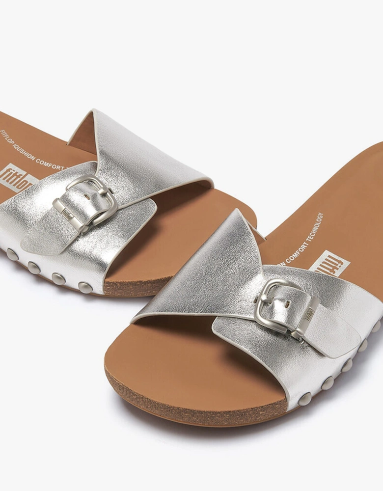 iQUSHION ADJUSTABLE METALLIC Womens Slides Silver