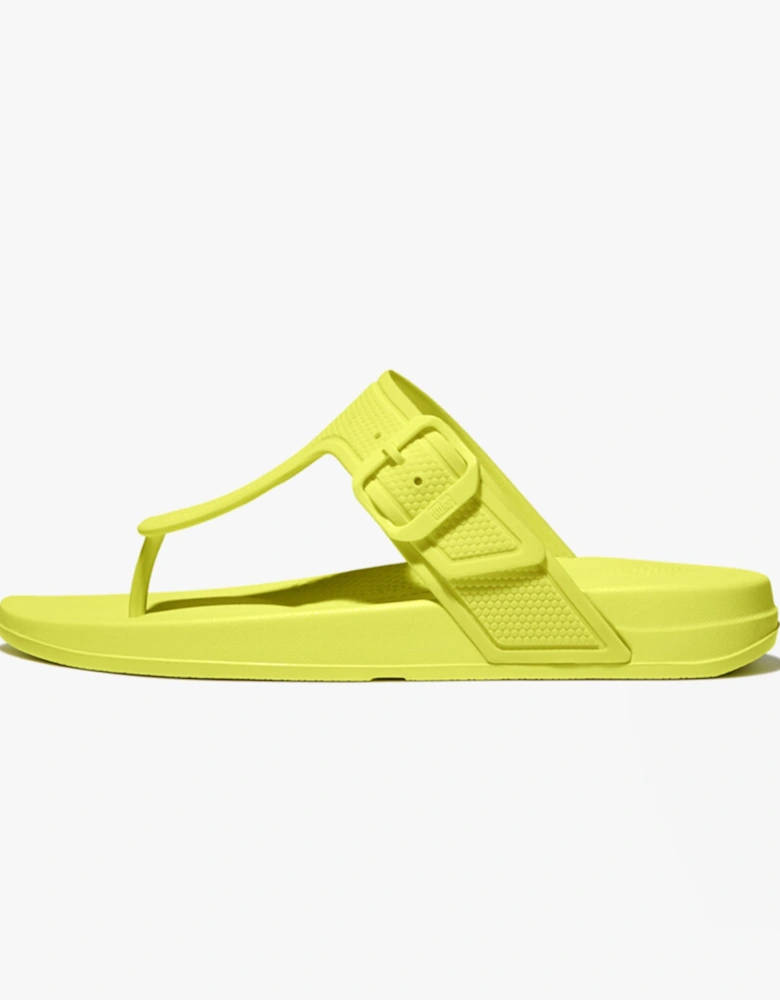 iQUSHION ADJUSTABLE Womens Buckle Flip-Flops Electric Yellow