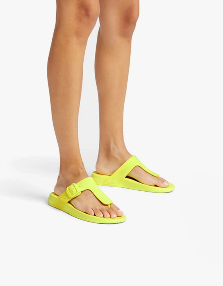 iQUSHION ADJUSTABLE Womens Buckle Flip-Flops Electric Yellow