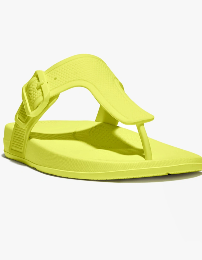 iQUSHION ADJUSTABLE Womens Buckle Flip-Flops Electric Yellow