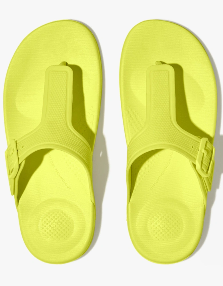 iQUSHION ADJUSTABLE Womens Buckle Flip-Flops Electric Yellow