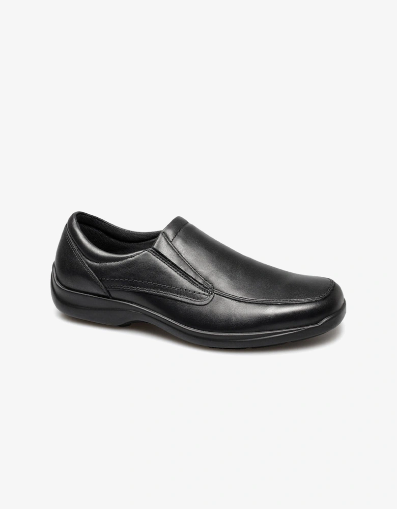 FINLAY Mens Leather Twin Gusset Loafers Black