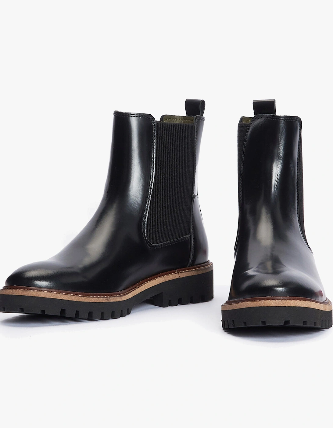 HARMBY Womens Chelsea Boots Black Polido