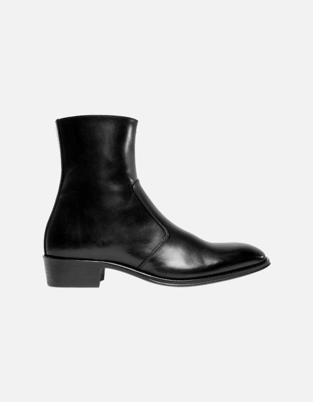 ARNO Mens Leather Cuban Heel Boots Black