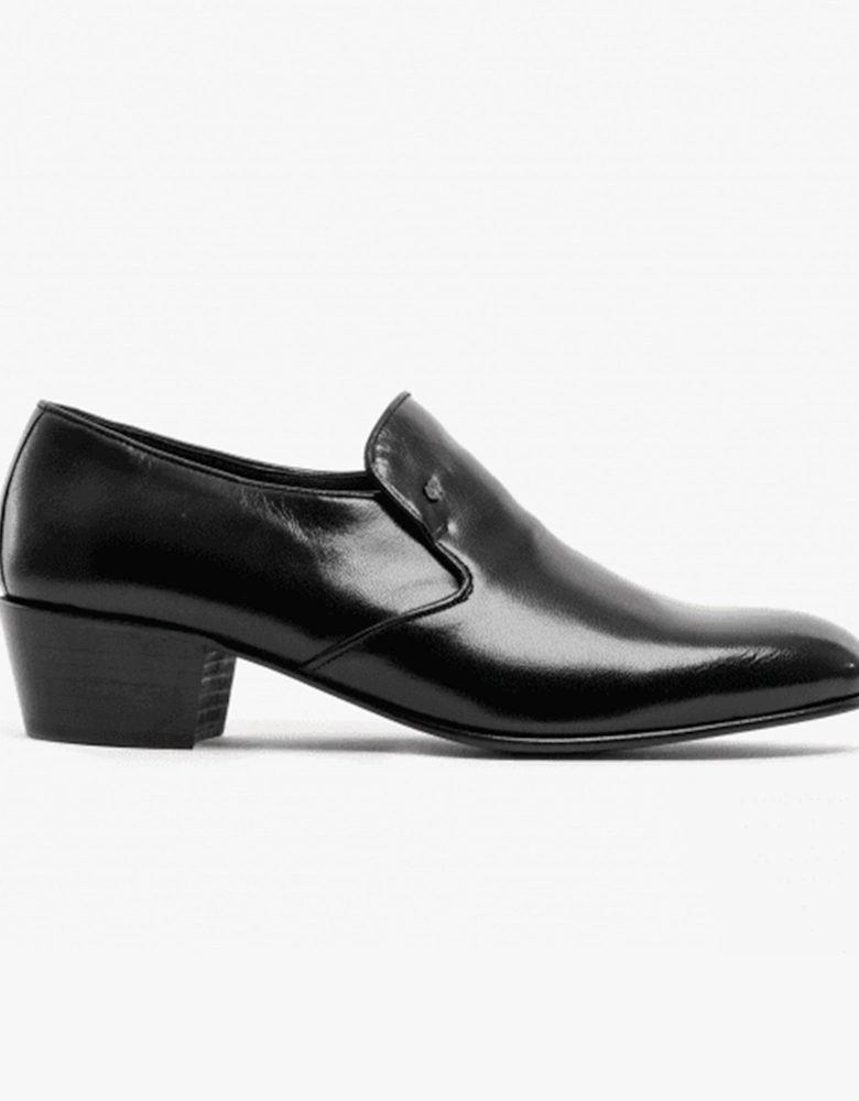 BILBAO Mens Soft Leather Plain Cuban Heel Shoes Black
