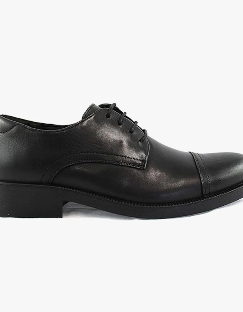 TRISTAN Mens Leather Capped Derby Brouges Black