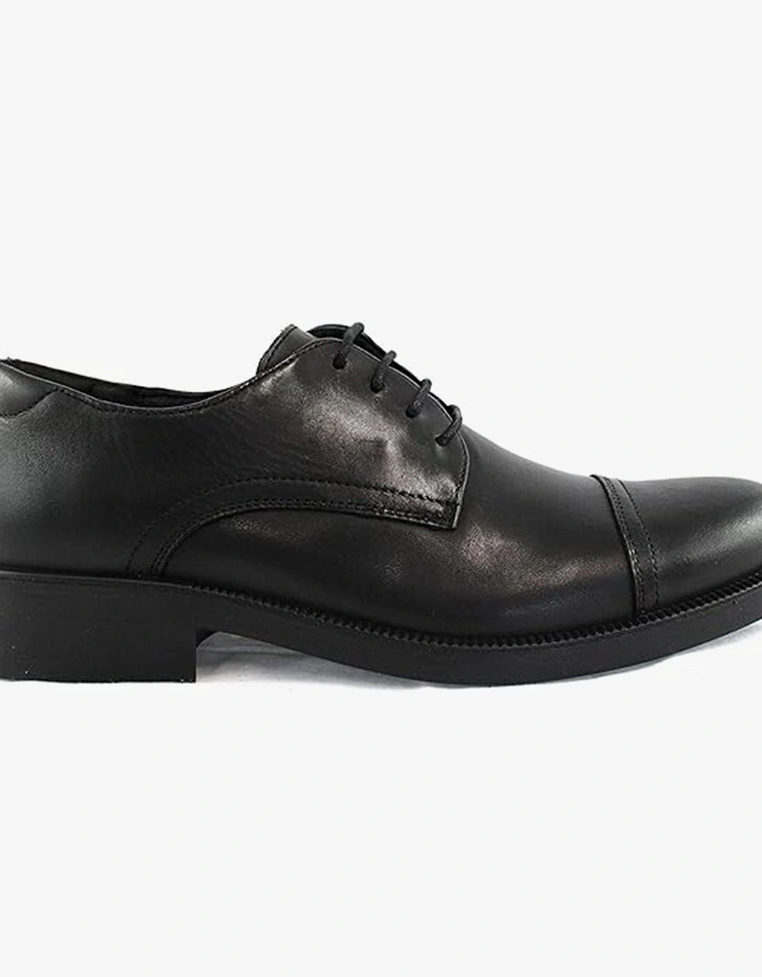 TRISTAN Mens Leather Capped Derby Brouges Black, 3 of 2