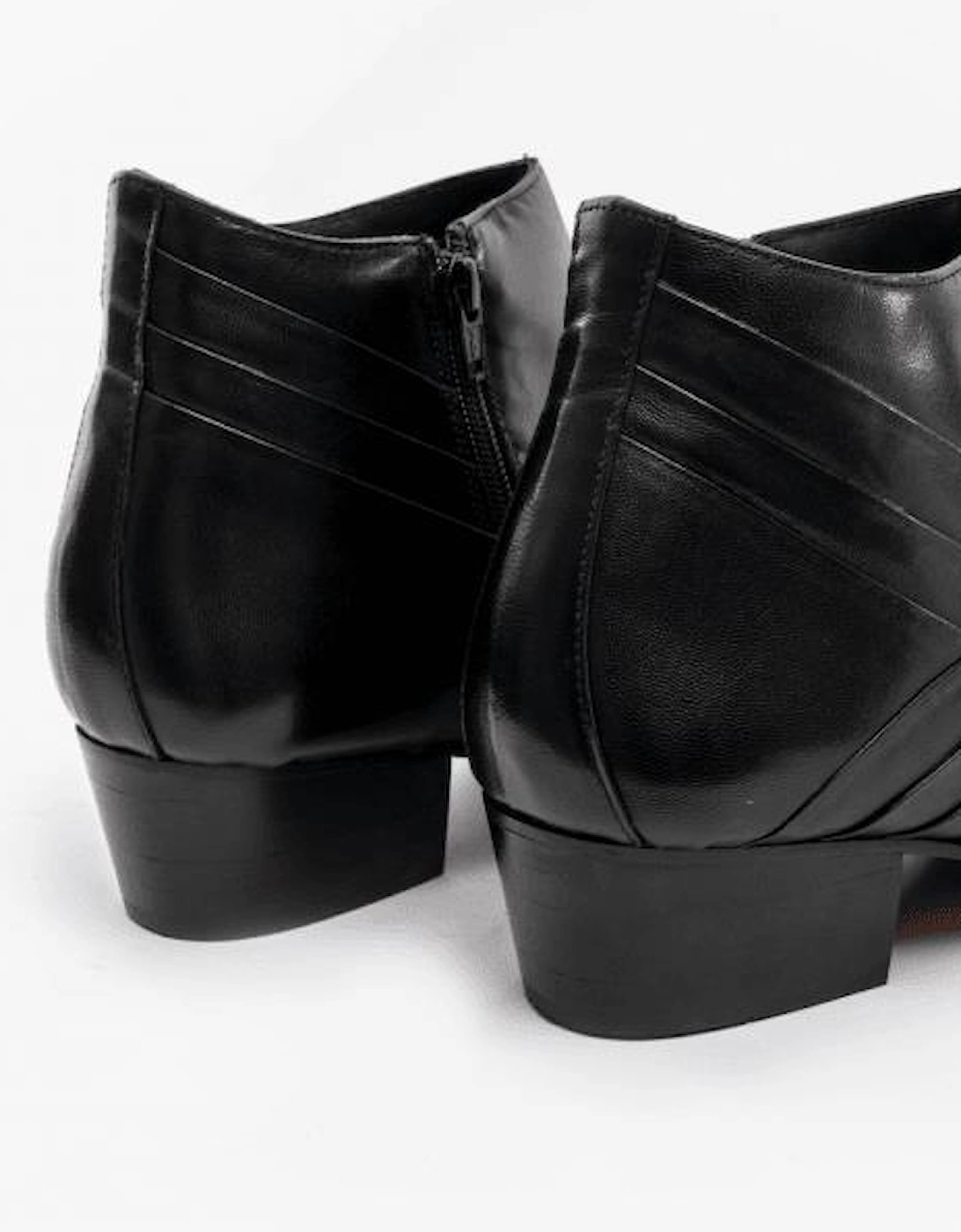 MARIO Mens Leather Cuban Heel Boots Black