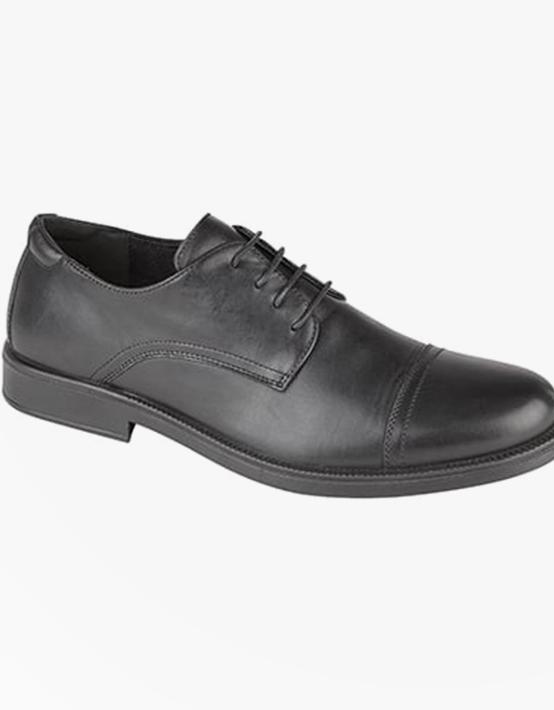 TRISTAN Mens Leather Capped Derby Brouges Black