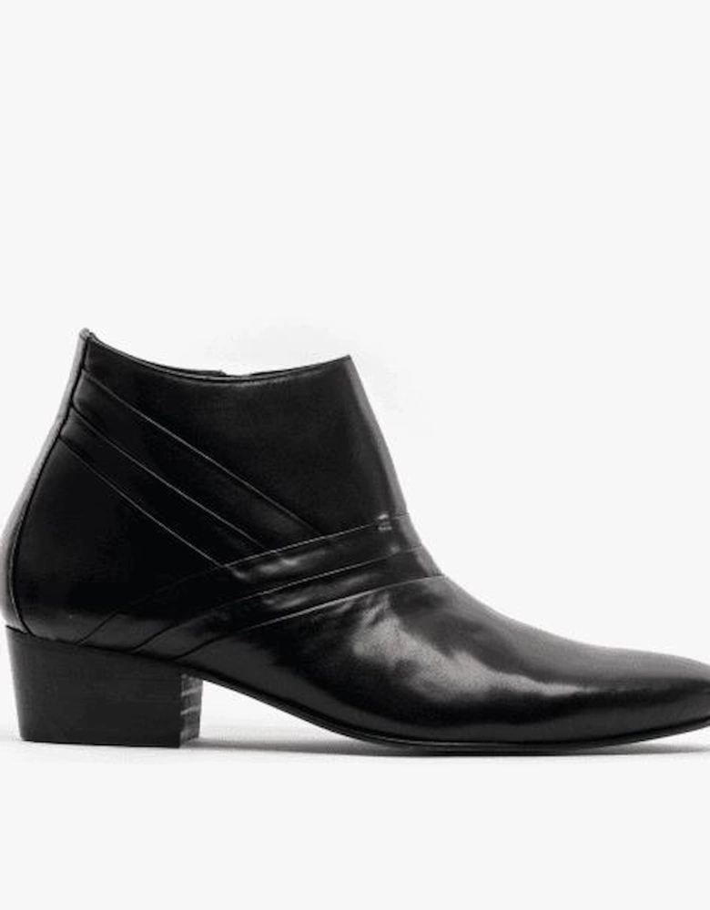 MARIO Mens Leather Cuban Heel Boots Black