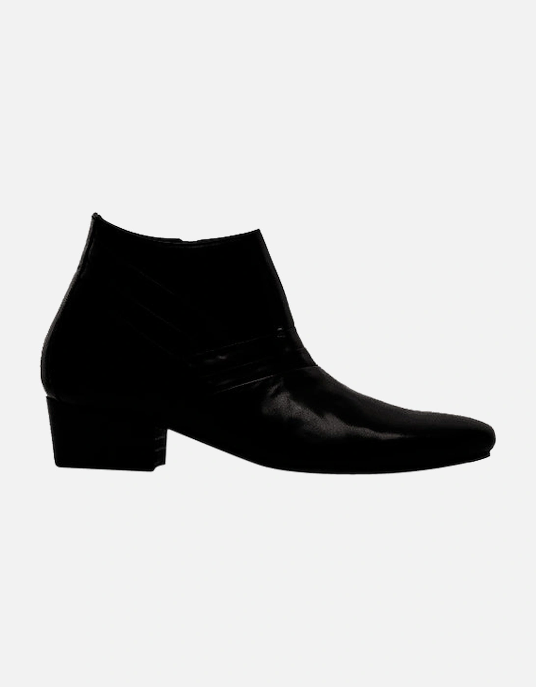 MARIO Mens Leather Cuban Heel Boots Black