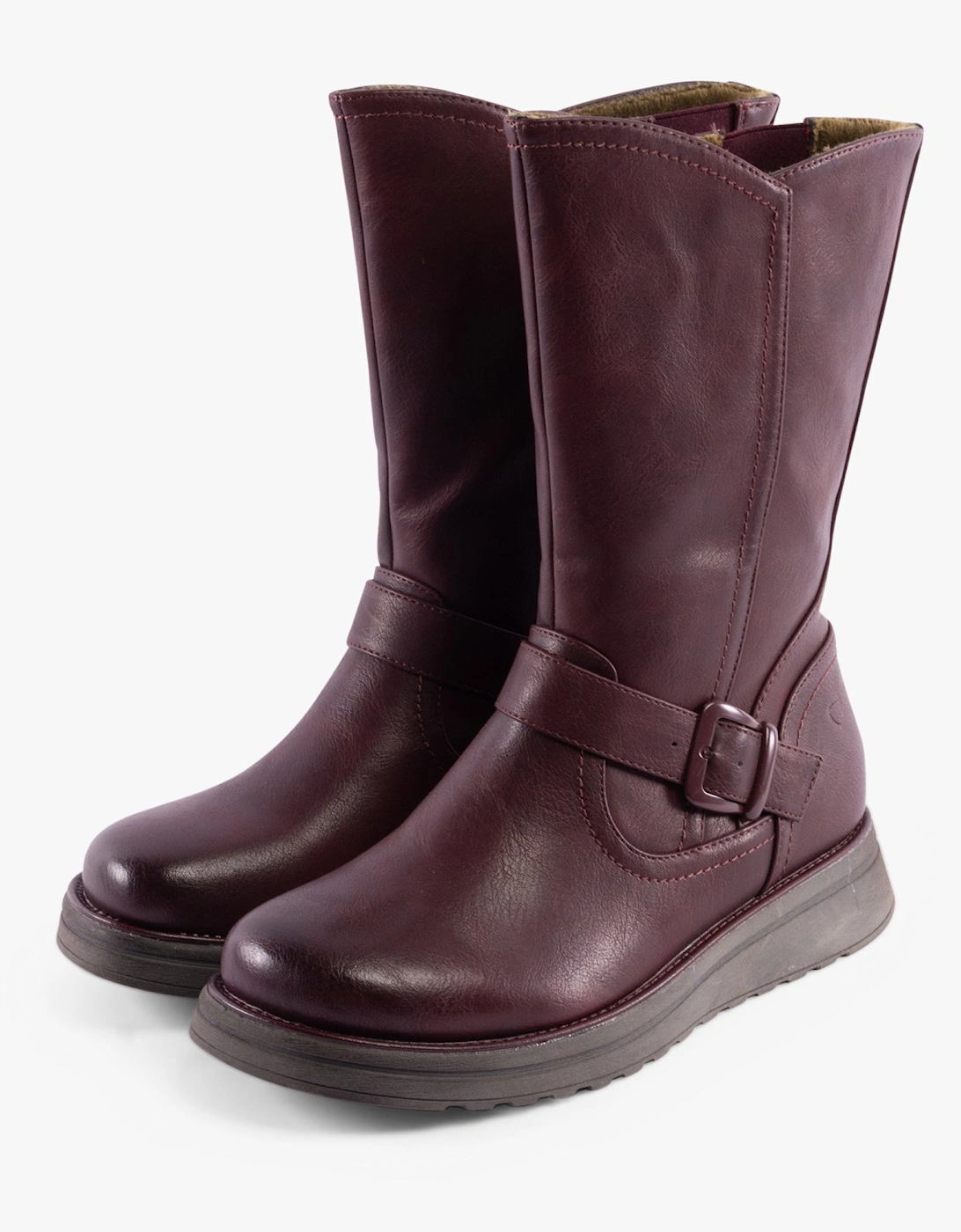 BELLA Womens Mid-Calf Boots Burgundy