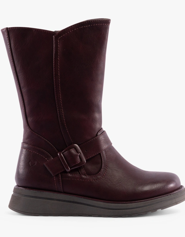 BELLA Womens Mid-Calf Boots Burgundy