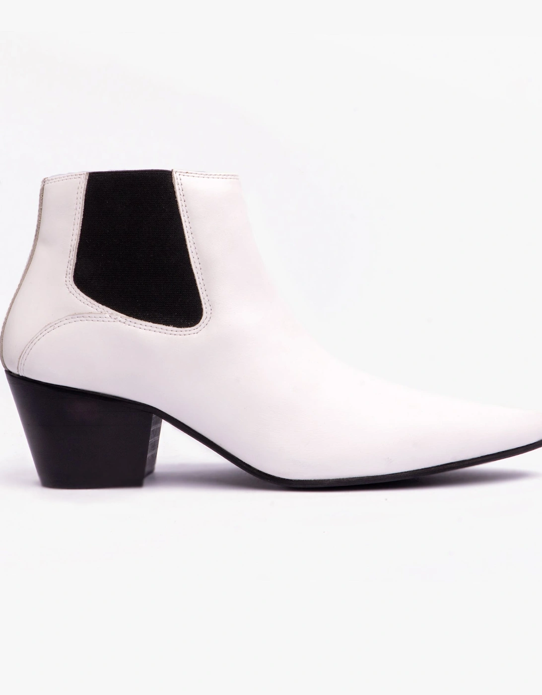 Men's Club Cubano McCARTNEY Mens Cuban Heel Boots White Leather - Size: 6