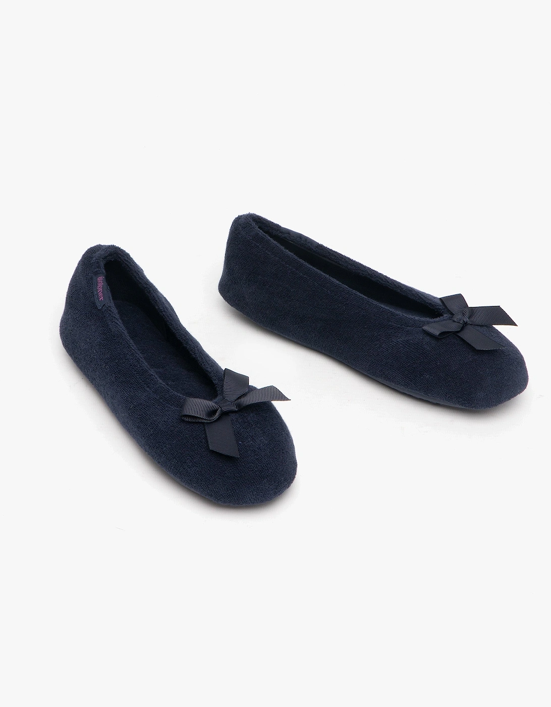 Isotoner STRETCH TERRY BOW Womens Ballet Slippers Navy