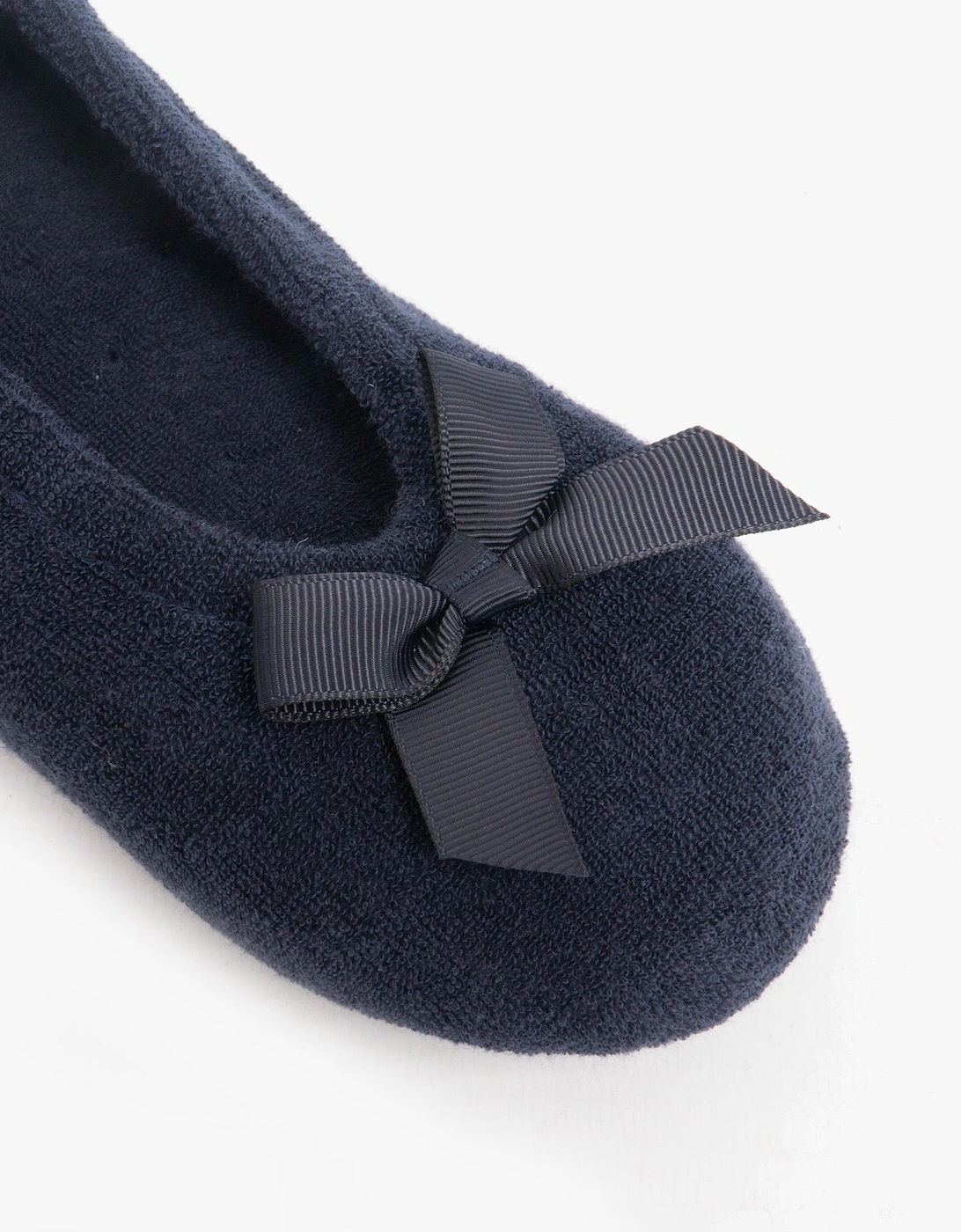 Isotoner STRETCH TERRY BOW Womens Ballet Slippers Navy