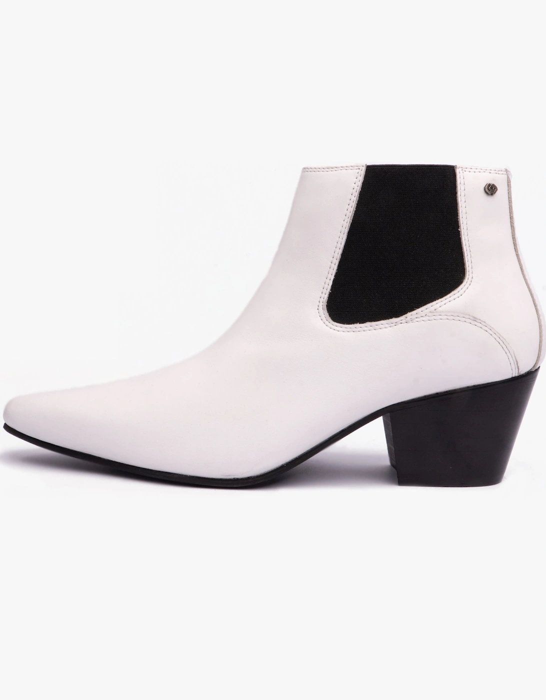 McCARTNEY Mens Cuban Heel Boots White Leather