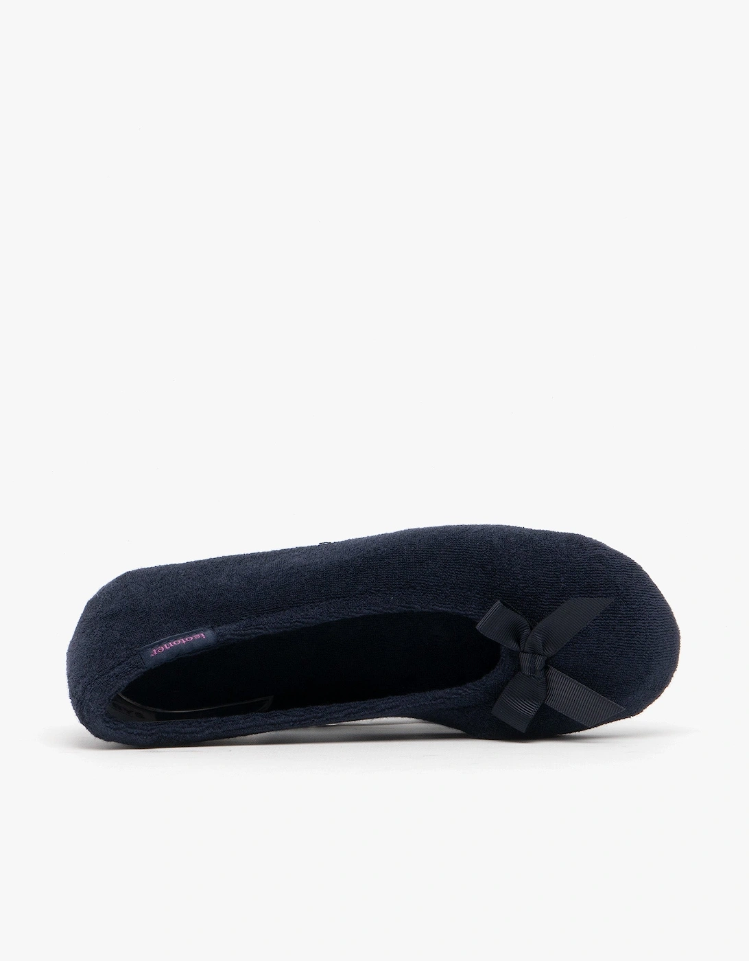 Isotoner STRETCH TERRY BOW Womens Ballet Slippers Navy