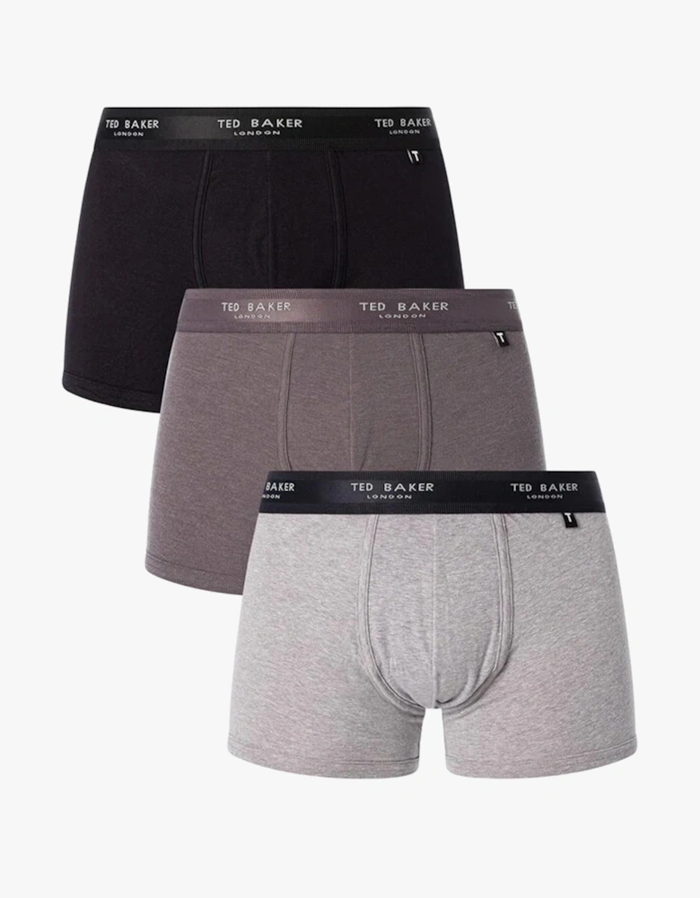 3-Pack Cotton Trunks Mens Grey/Heather/Black