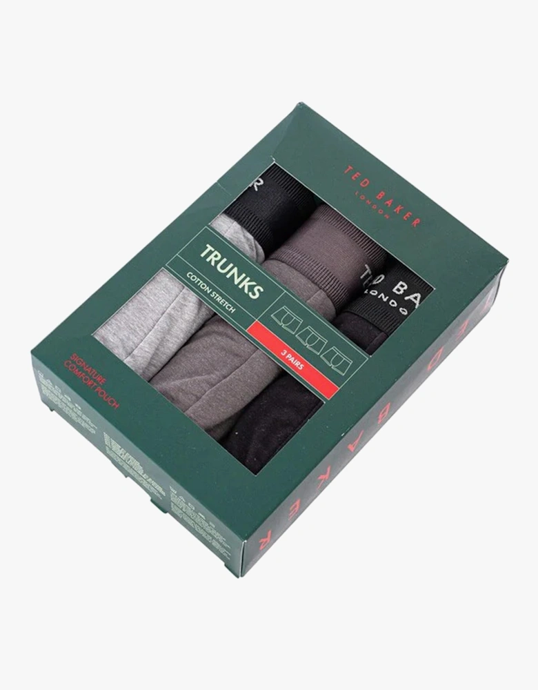 3-Pack Cotton Trunks Mens Grey/Heather/Black