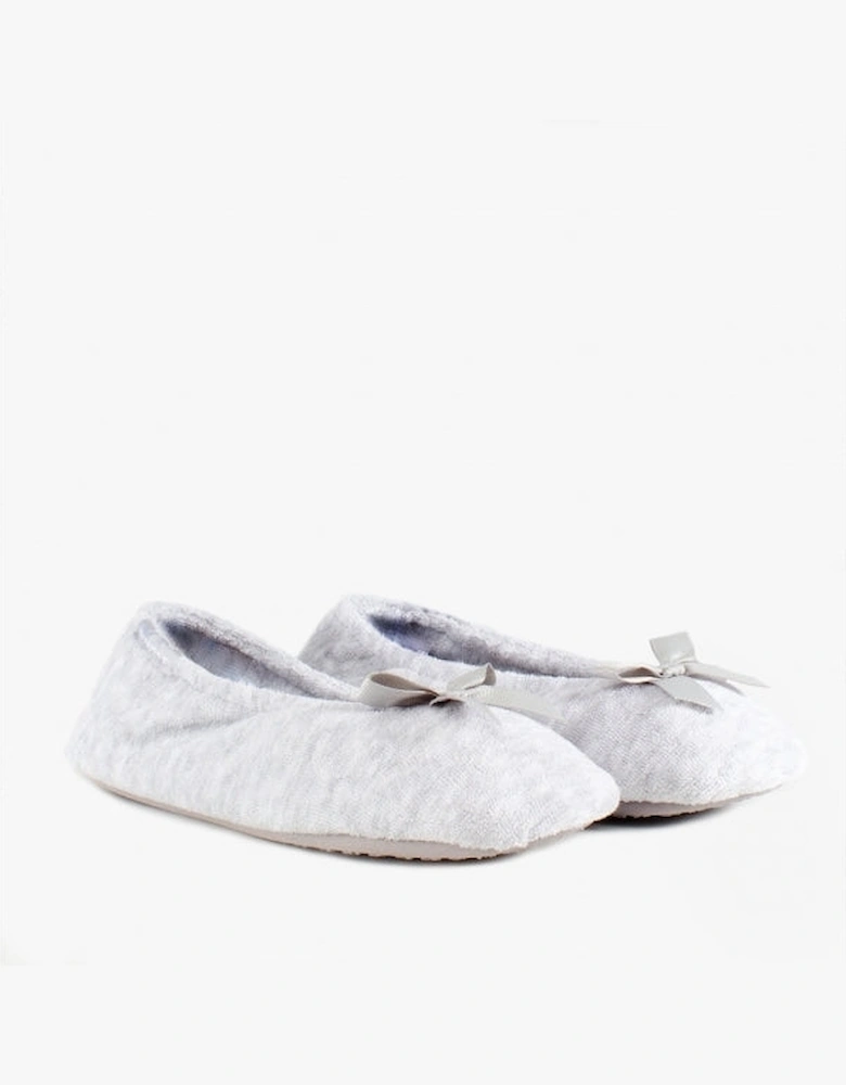 Isotoner STRETCH TERRY BOW Womens Ballet Slippers Grey