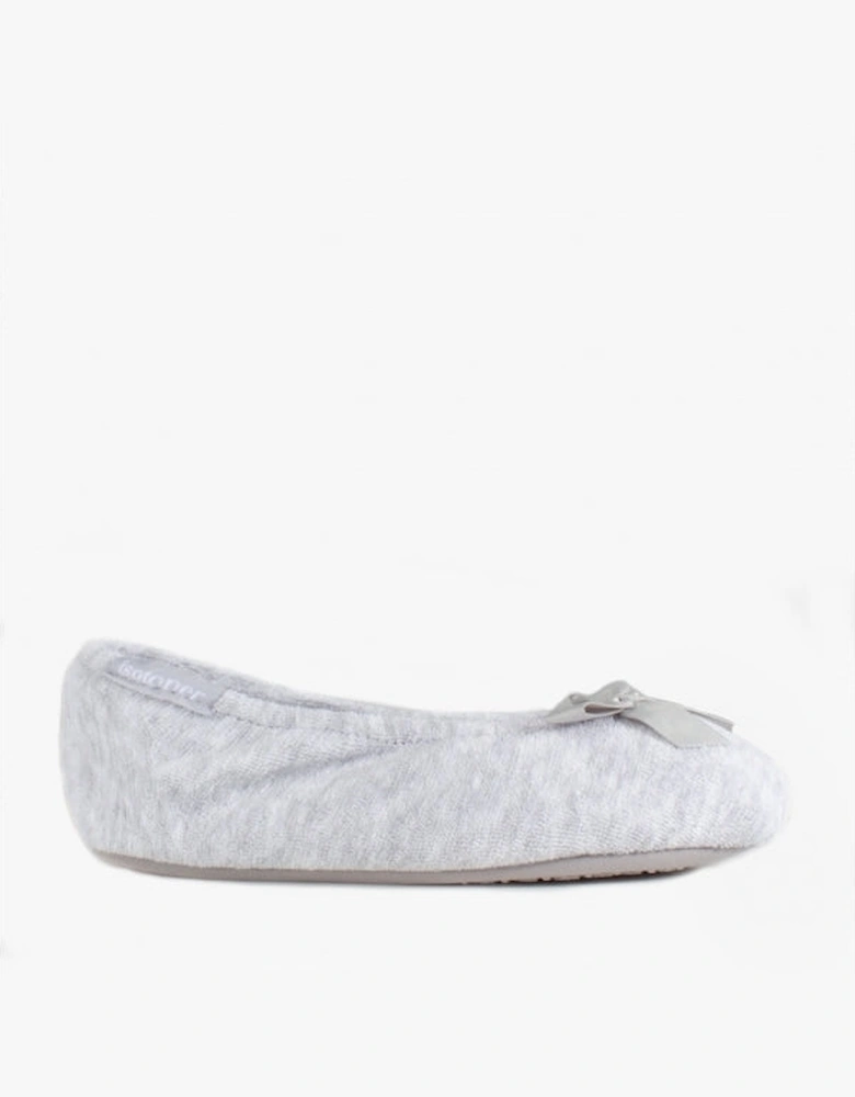 Isotoner STRETCH TERRY BOW Womens Ballet Slippers Grey