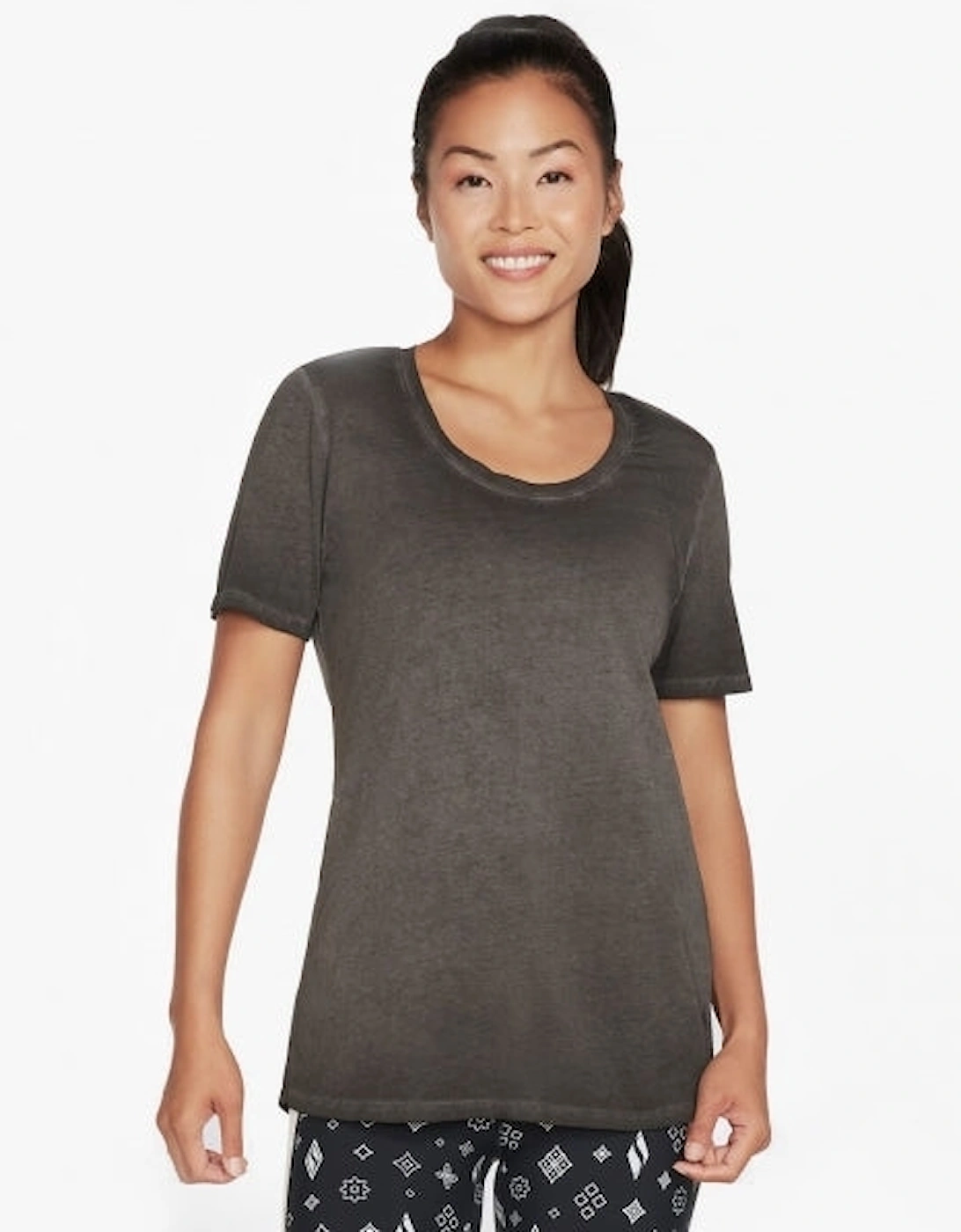 Skechers Women's Skechers W1TS330/BLK DIAMOND WASH HATHA SCOOP NECK Womens Tunic Tee Bold Black
