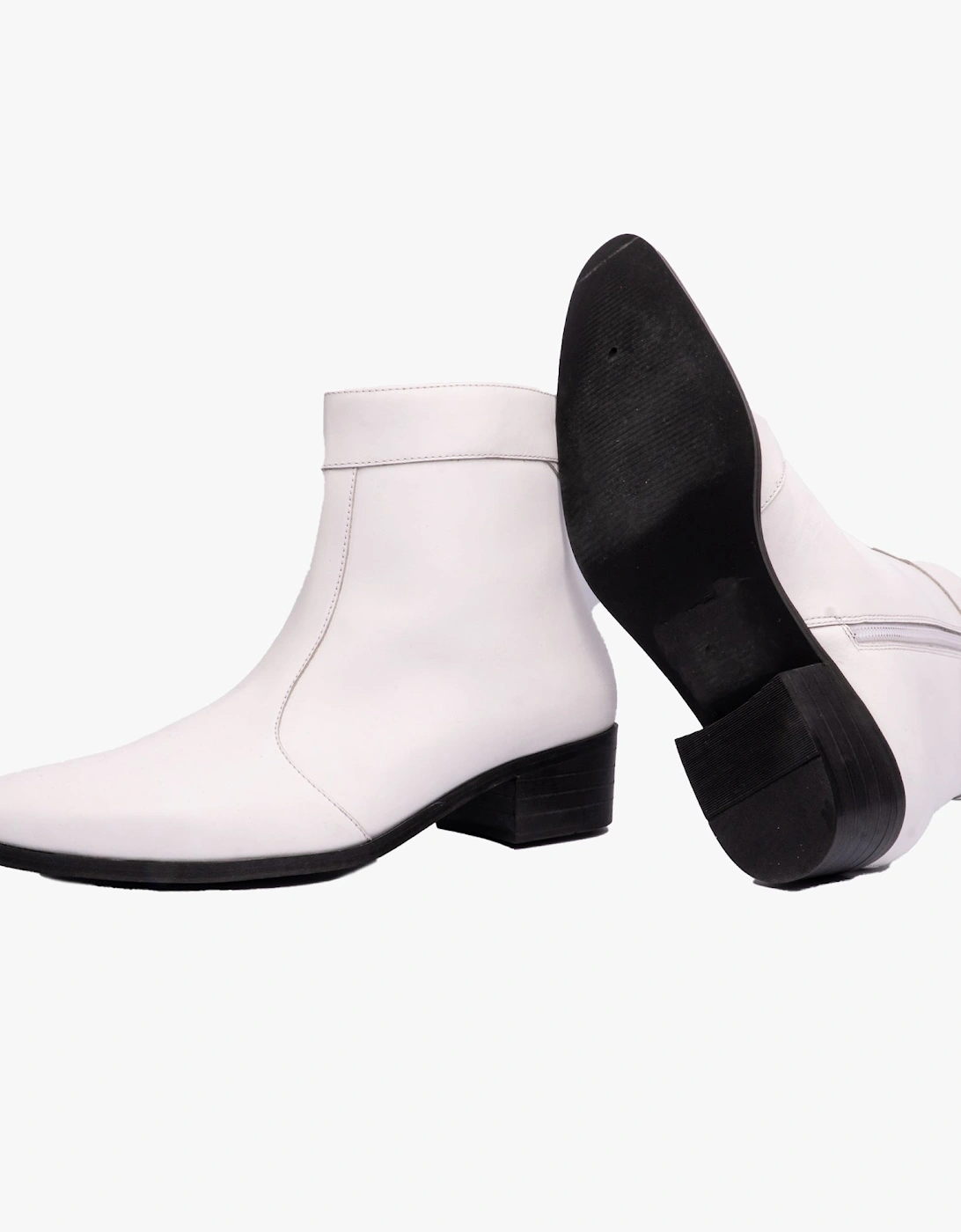 CAESAR Mens Cuban Heel Boots White