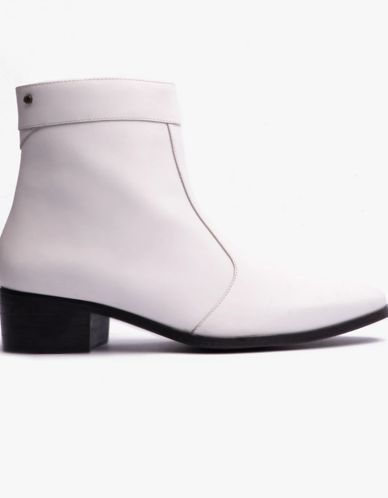 CAESAR Mens Cuban Heel Boots White